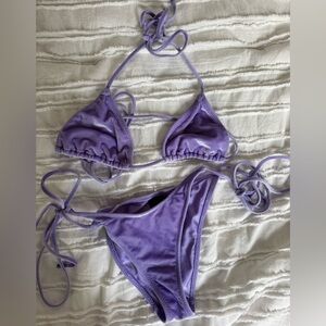Purple Vinca Triangle Bikini Set